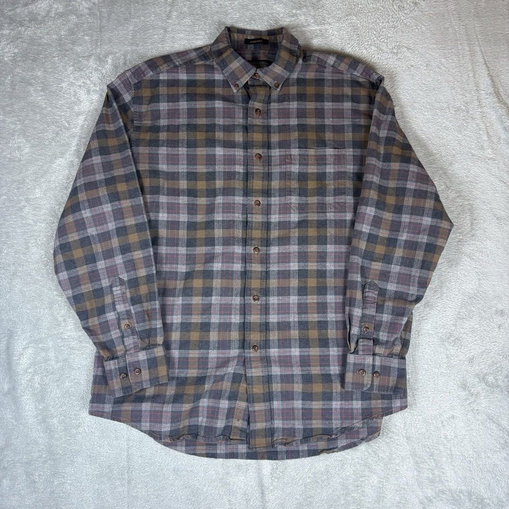 Pendleton Somerset Shirt Mens Large Brown Plaid Cotton Wool Blend‎ Pocket